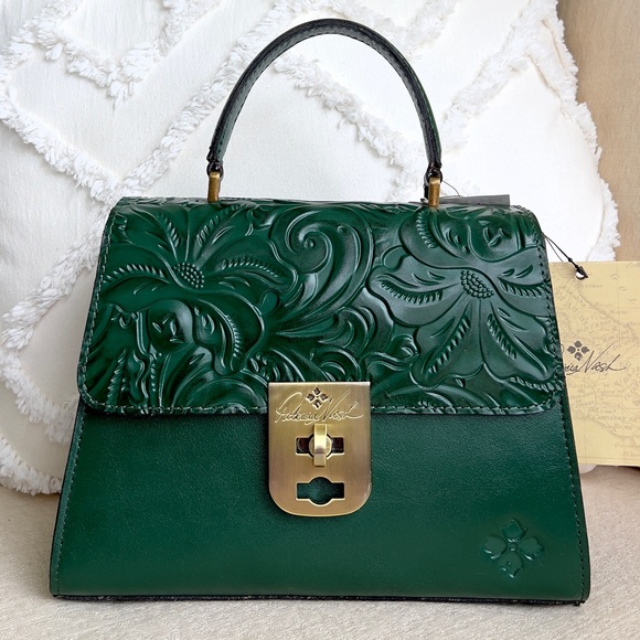 PATRICIA NASH Chauny satchel with crossbody strap dark green leather